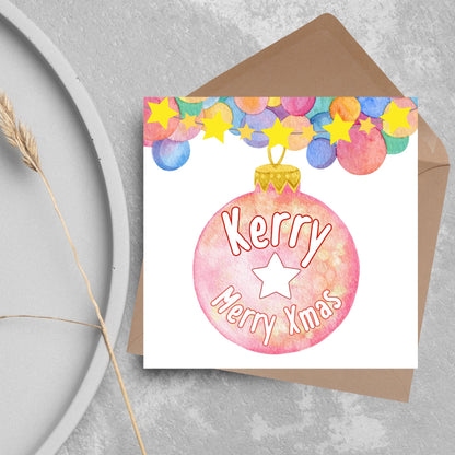 Personalised Christmas Card, Custom Name Christmas Card, Secret Santa