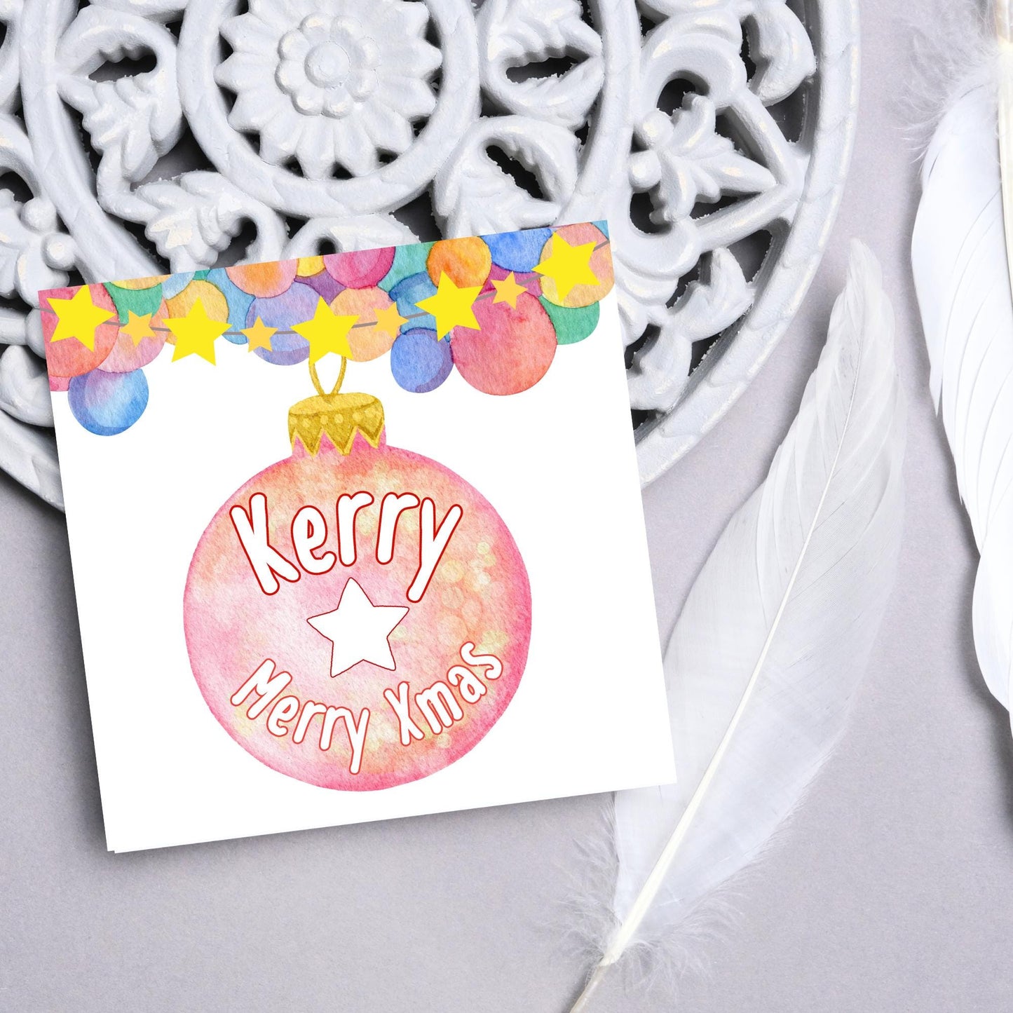 Personalised Christmas Card, Custom Name Christmas Card, Secret Santa