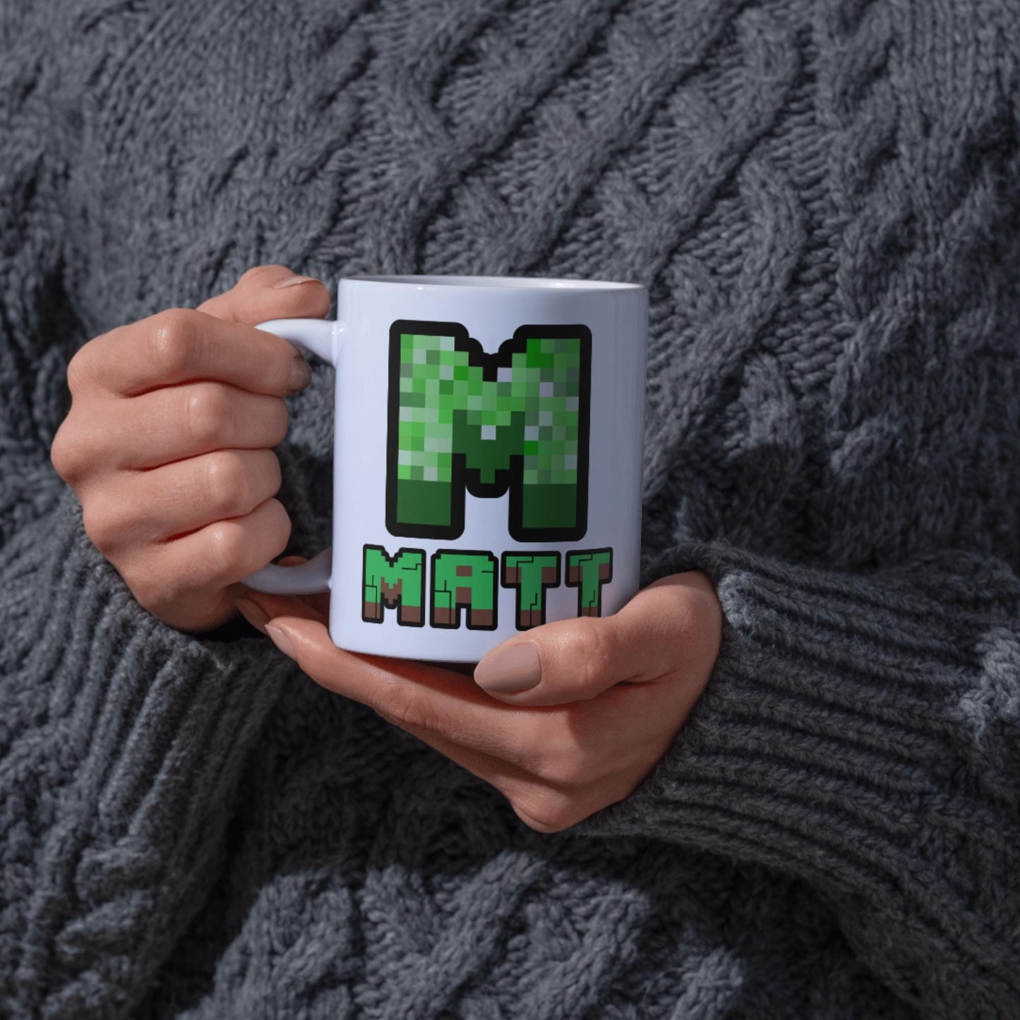 Personalised Minecraft Mug, Name Print, Customised Mug, Video Game Gift Christmas Present, Secret Santa