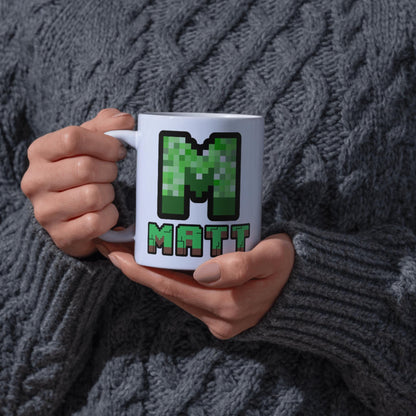 Personalised Minecraft Mug, Name Print, Customised Mug, Video Game Gift Christmas Present, Secret Santa