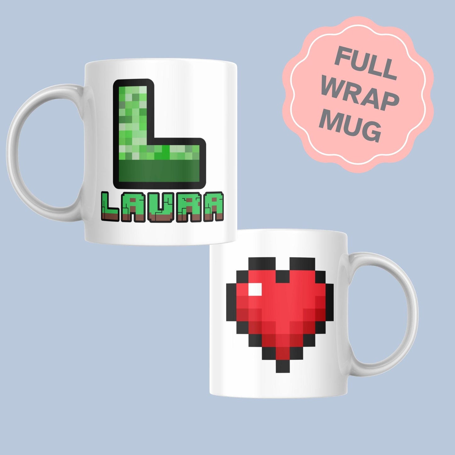 Personalised Minecraft Mug, Name Print, Customised Mug, Video Game Gift Christmas Present, Secret Santa