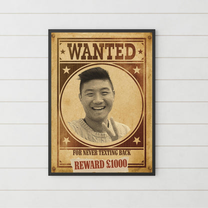 Custom Wanted Poster, Your Photo on A Wanted Sign, A4 Print, Family Home Decor, Personalised Art Print, Sectret Santa Gift