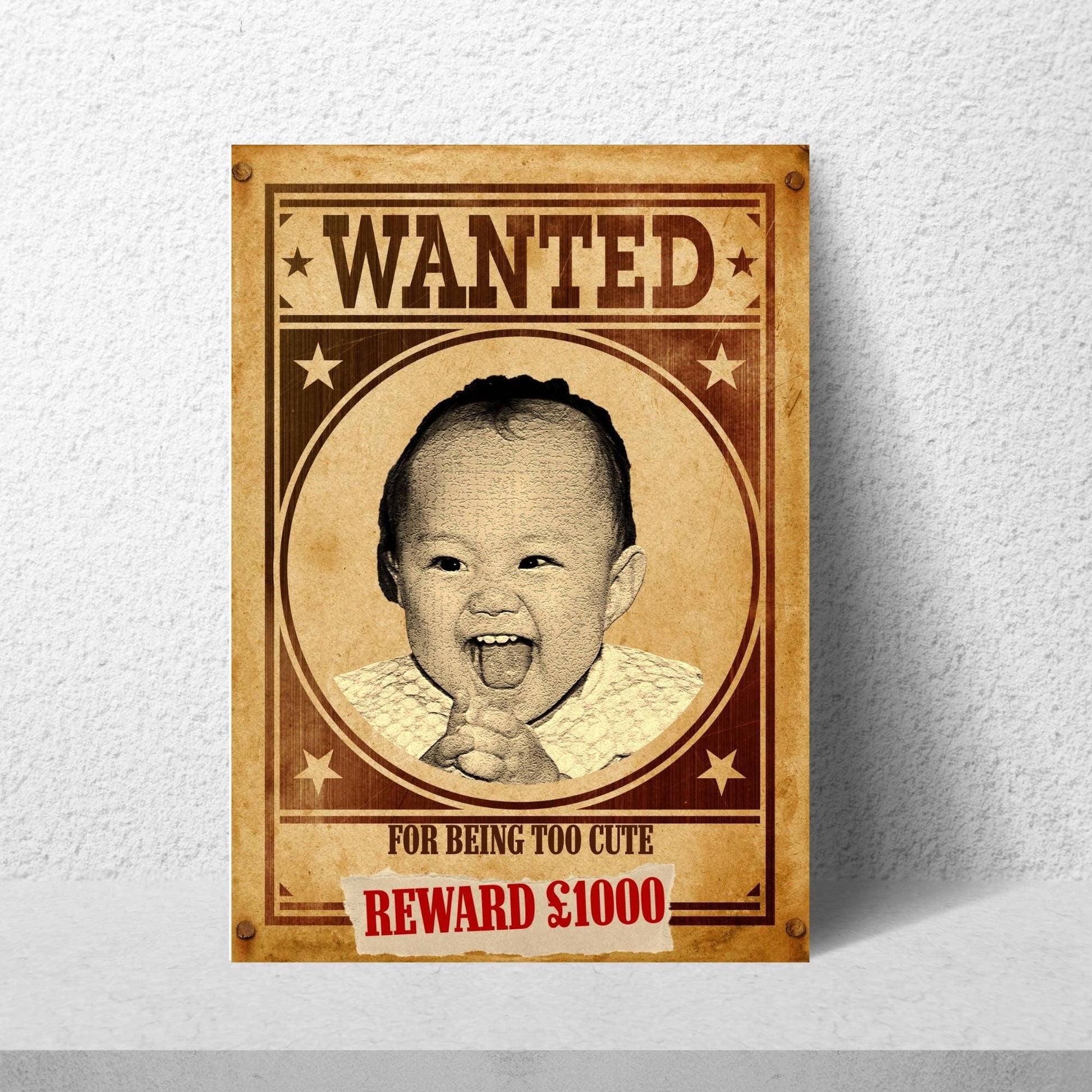 Custom Wanted Poster, Your Photo on A Wanted Sign, A4 Print, Family Home Decor, Personalised Art Print, Sectret Santa Gift