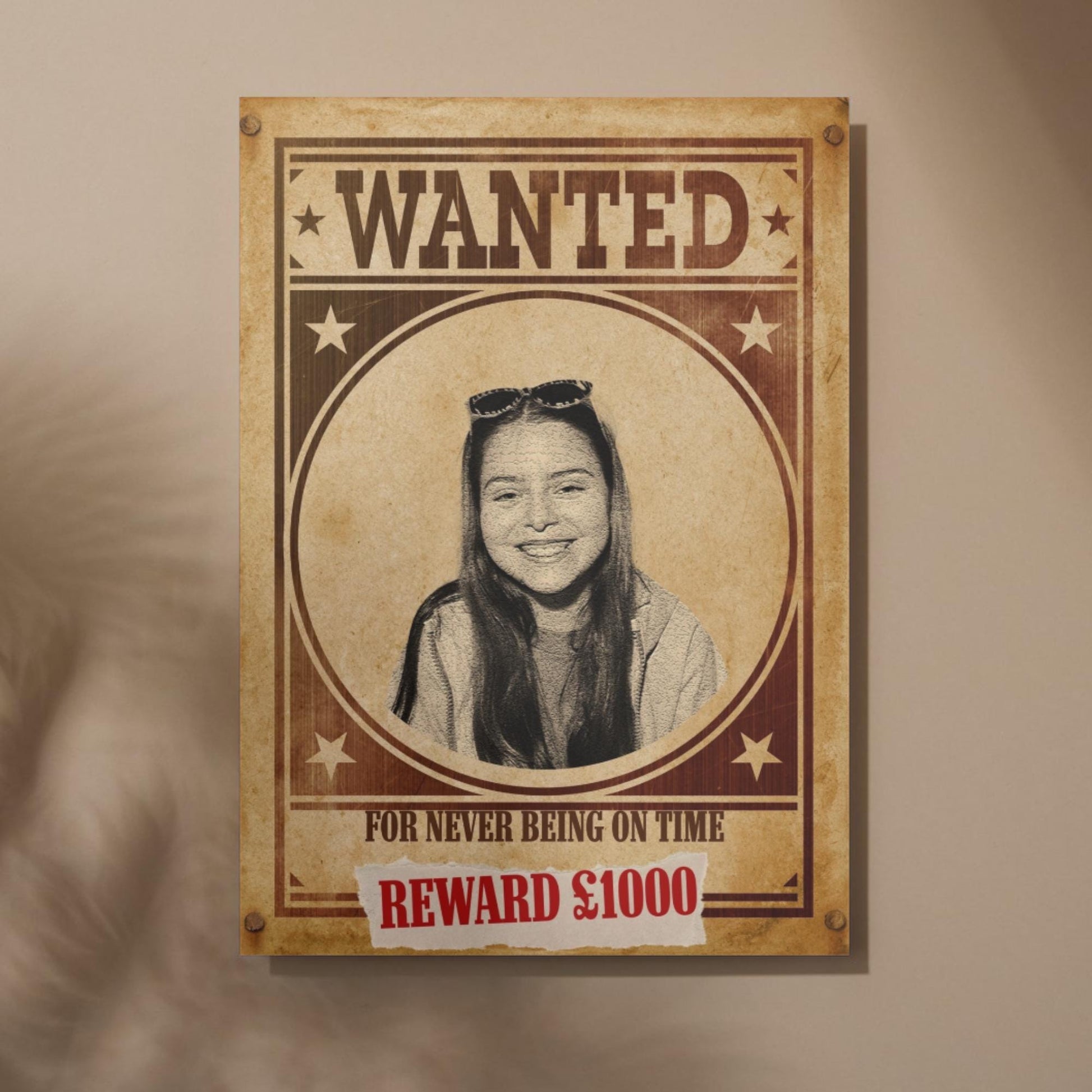 Custom Wanted Poster, Your Photo on A Wanted Sign, A4 Print, Family Home Decor, Personalised Art Print, Sectret Santa Gift
