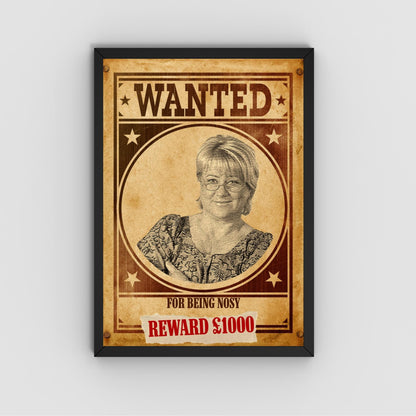 Custom Wanted Poster, Your Photo on A Wanted Sign, A4 Print, Family Home Decor, Personalised Art Print, Sectret Santa Gift