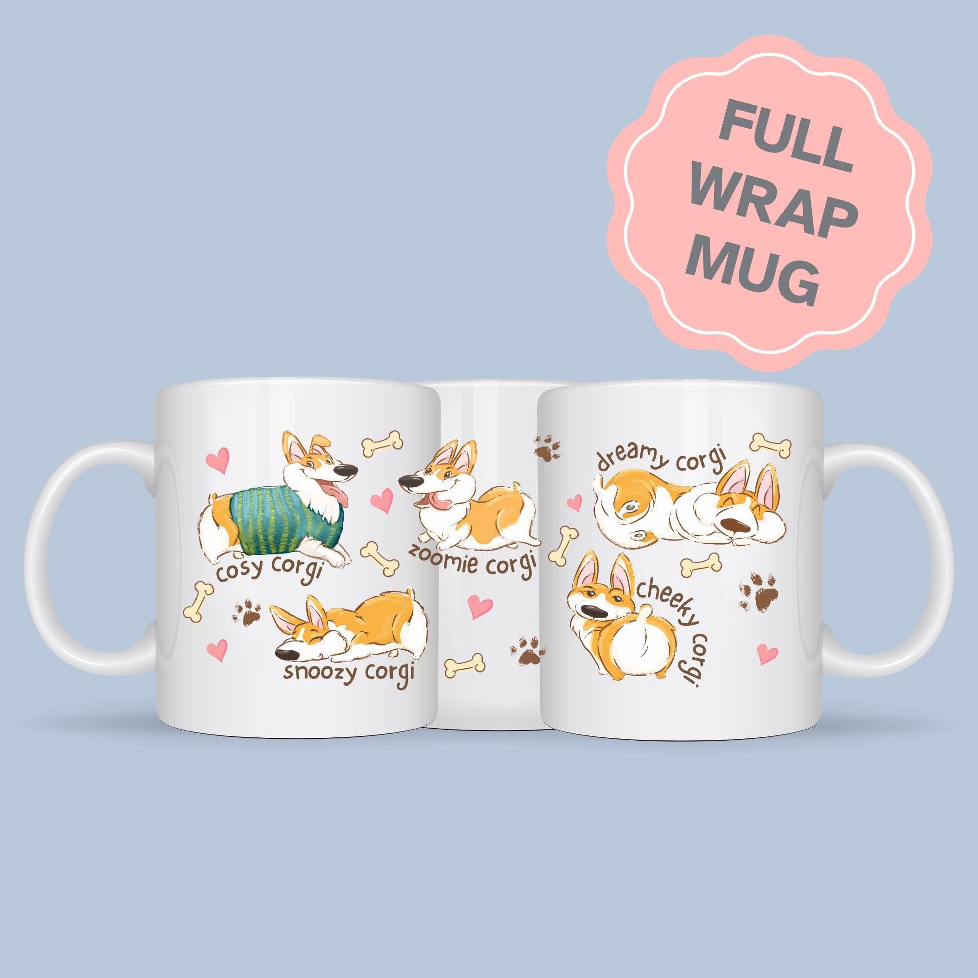 Corgi Mug, Dog Mug, Great Gift For Corgi Lovers, Welsh Corgi, Cardigan Corgi, Pembroke Corgi, Fun Gift for Christmas, Cartoon Dogs