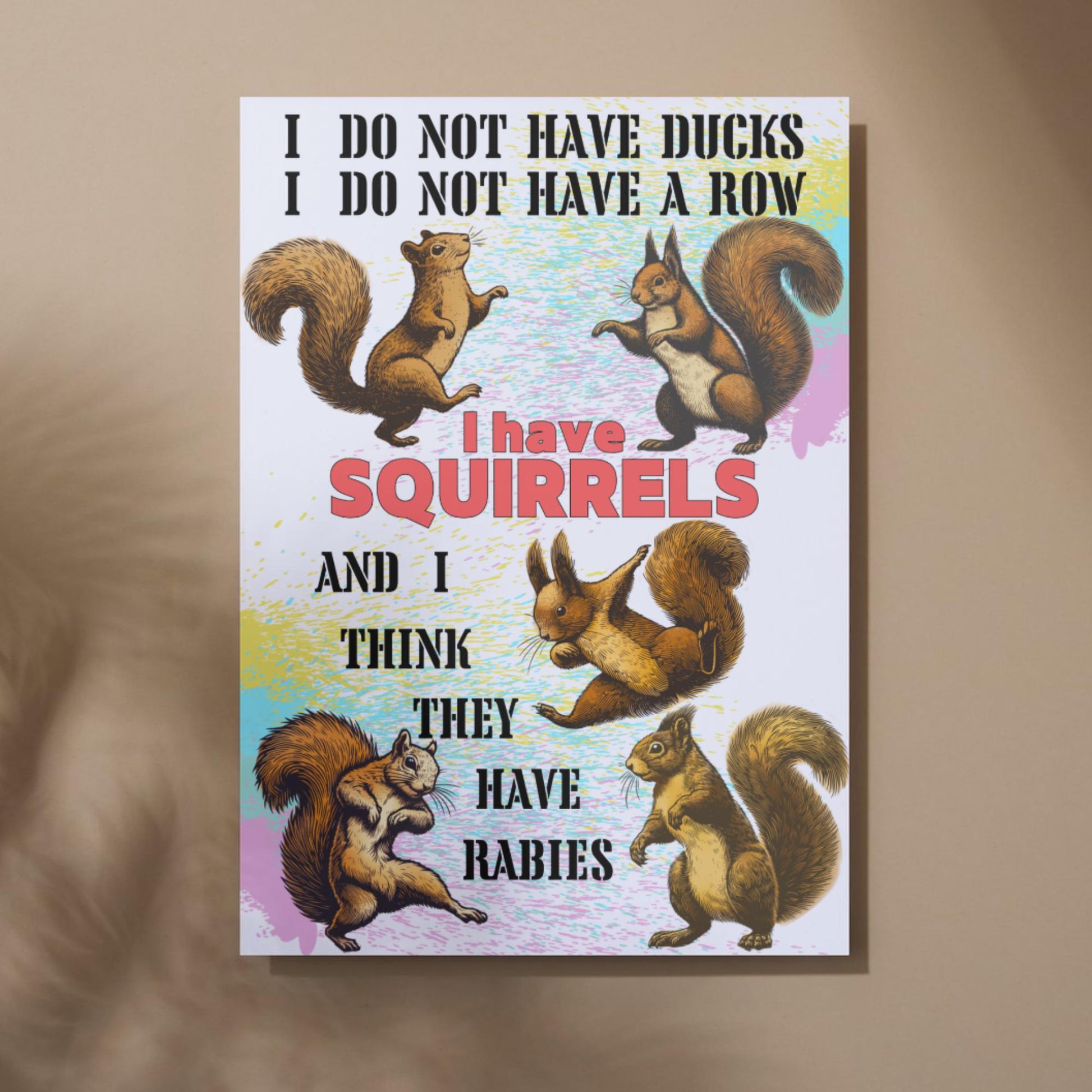 Squirrels A4 Print, High Quality Wall Art, Bar Wall Art, Funny Mental Health Poster, Home Decor, Quirky Squirrel Lover Gift