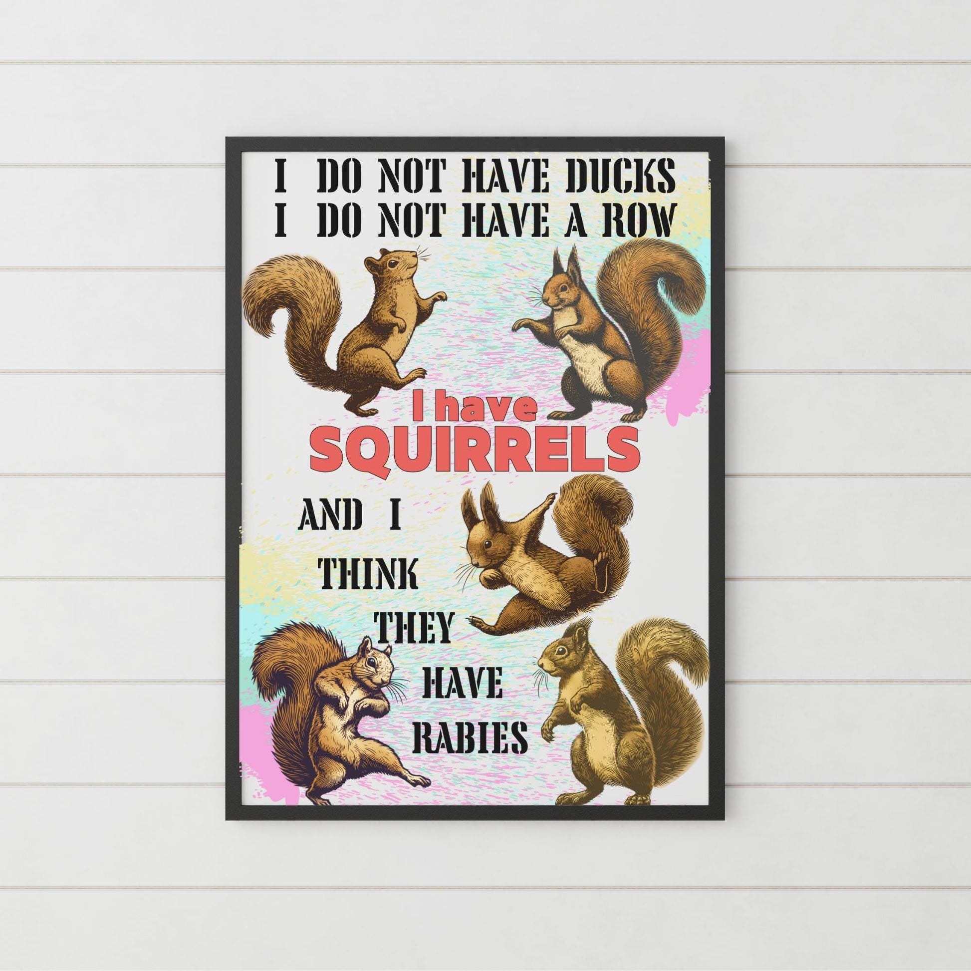Squirrels A4 Print, High Quality Wall Art, Bar Wall Art, Funny Mental Health Poster, Home Decor, Quirky Squirrel Lover Gift