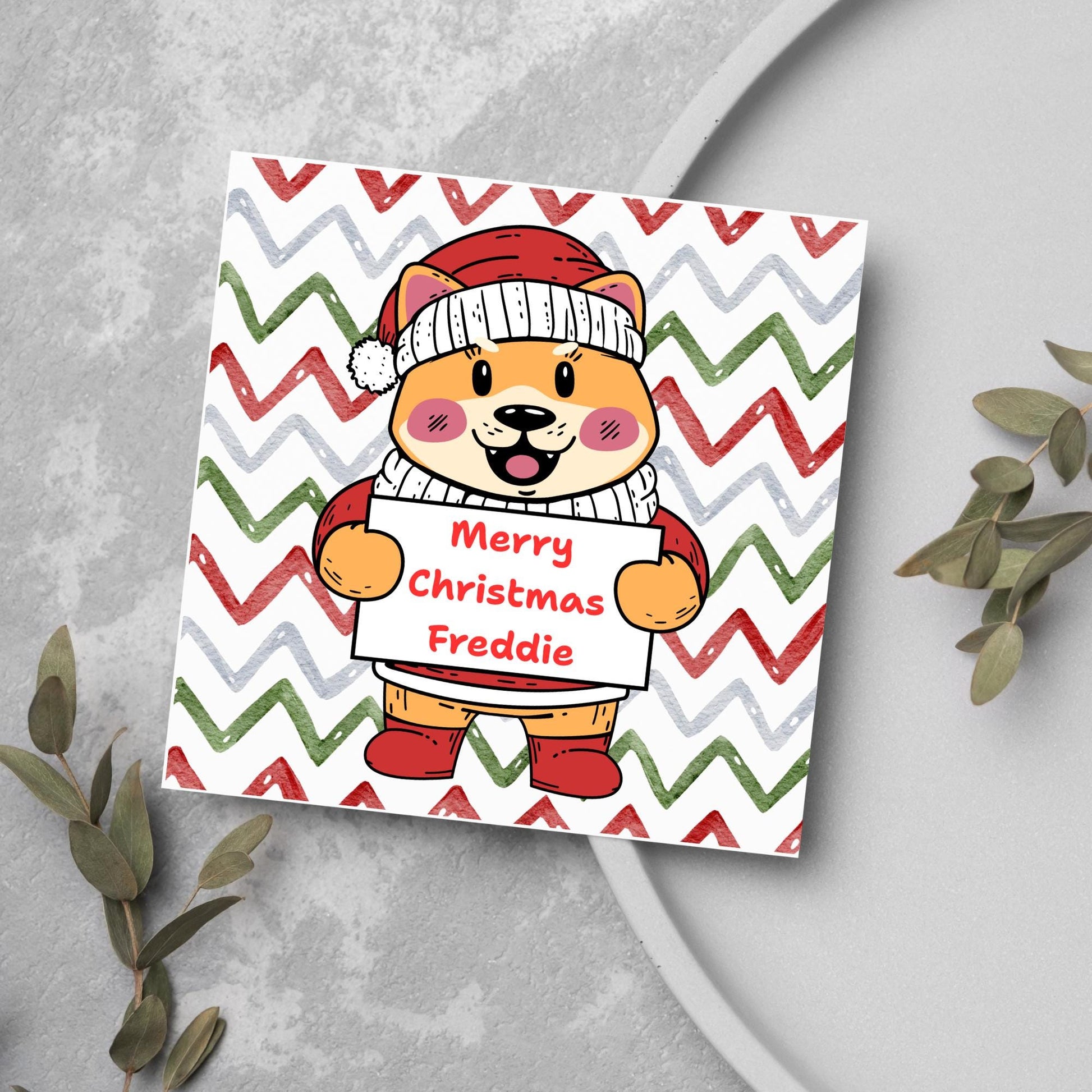 Personalised Christmas card, Cards for kids, Funny Childrens Christmas Card, Custom Name Christmas Card, Card For Grandson, Granddaughter