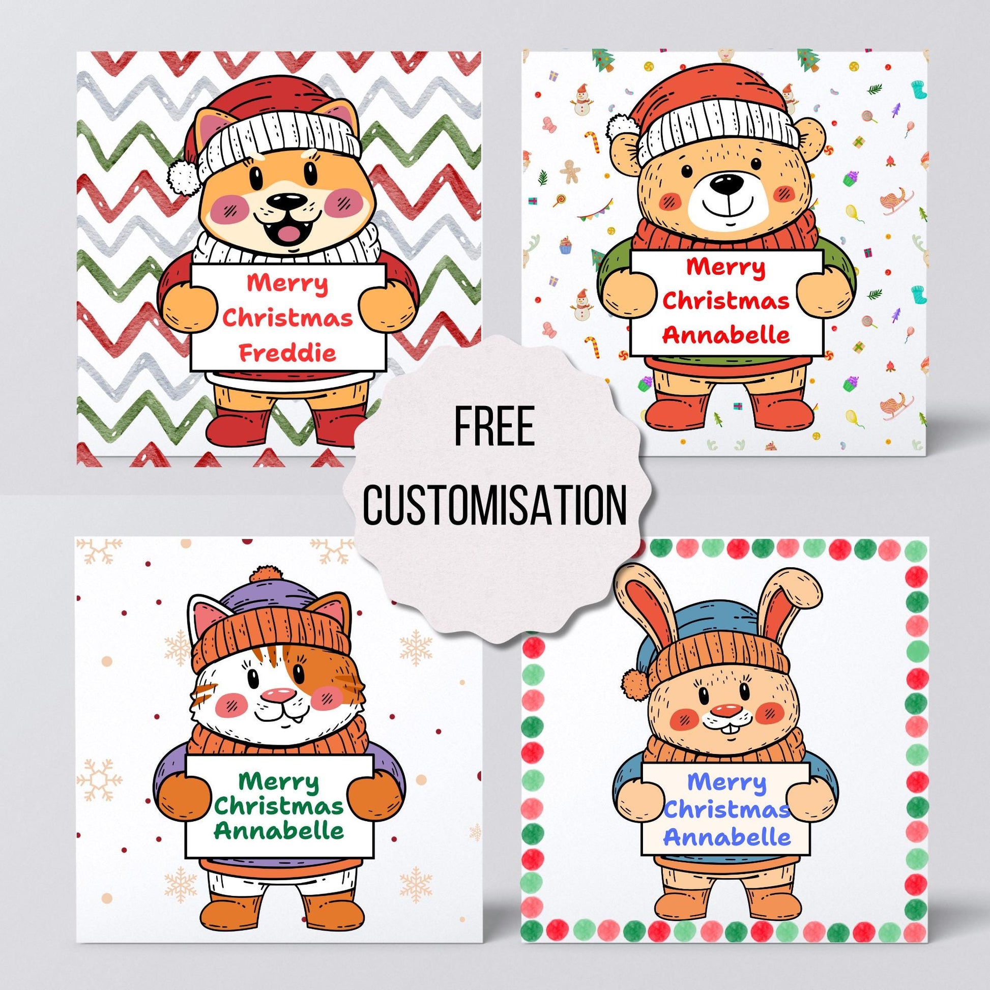 Personalised Christmas card, Cards for kids, Funny Childrens Christmas Card, Custom Name Christmas Card, Card For Grandson, Granddaughter