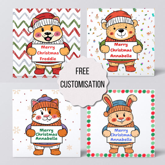 Personalised Christmas card, Cards for kids, Funny Childrens Christmas Card, Custom Name Christmas Card, Card For Grandson, Granddaughter