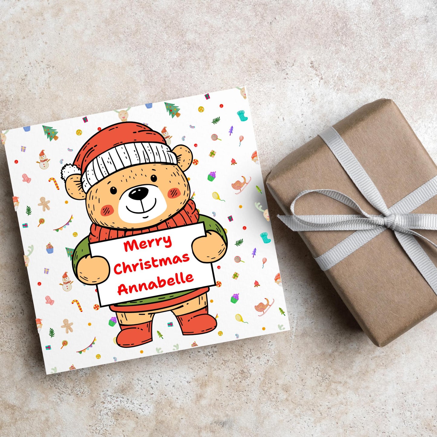 Personalised Christmas card, Cards for kids, Funny Childrens Christmas Card, Custom Name Christmas Card, Card For Grandson, Granddaughter