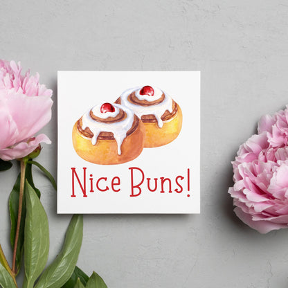 Funny Pun Birthday Card, Nice Buns, Card for Any Occasion, Card for Wife, Girlfriend, Belgian Buns
