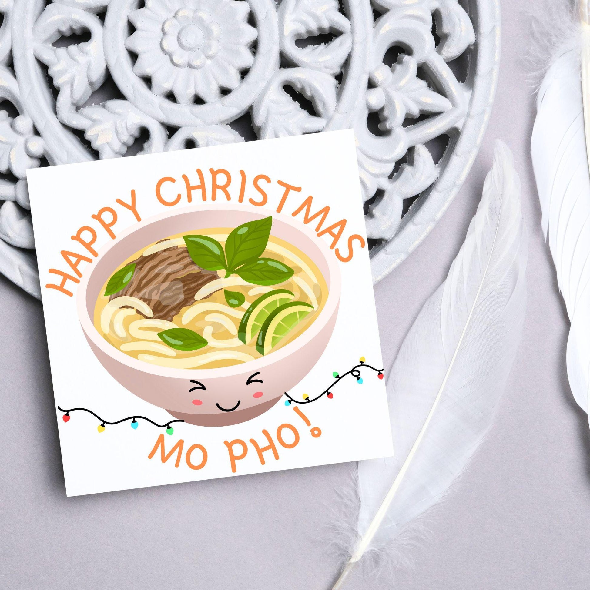 Pho Christmas Card, Funny Christmas Card, Alternative Xmas, Vietnamese Food, Mo Pho Bowl