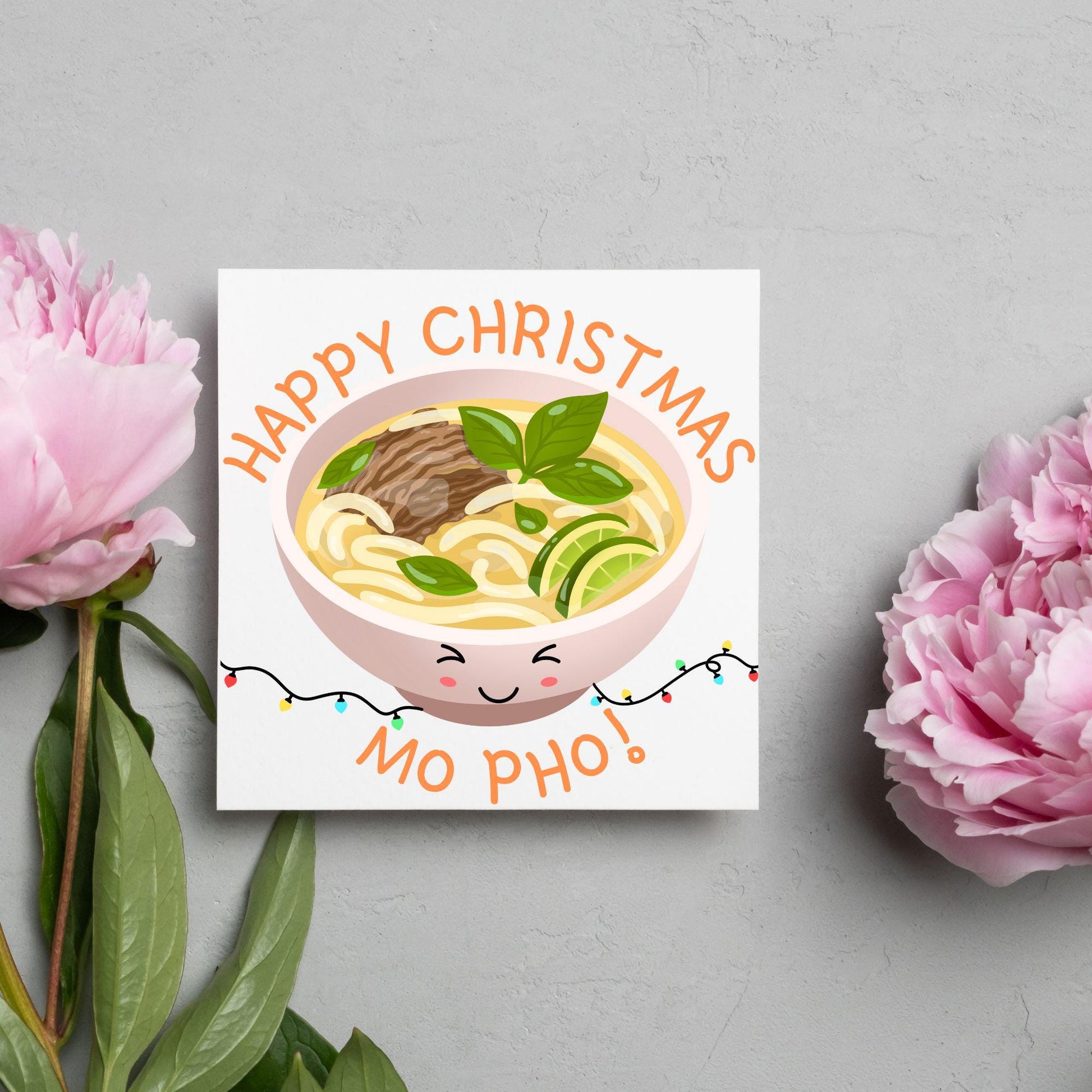 Pho Christmas Card, Funny Christmas Card, Alternative Xmas, Vietnamese Food, Mo Pho Bowl