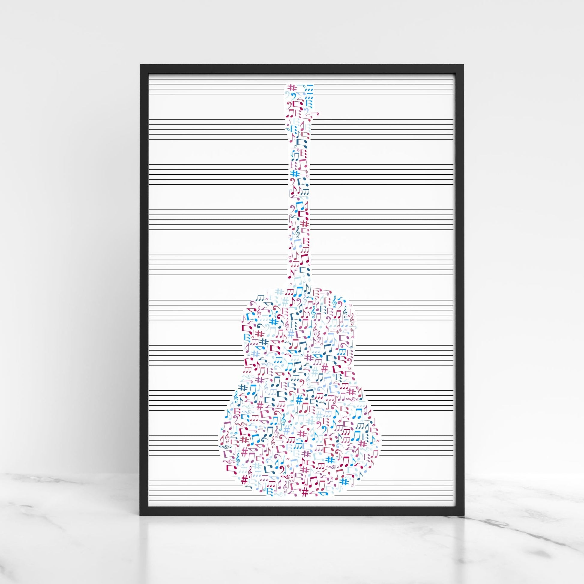 Guitar Wall Art, A4 Print, High Quality Poster, Music Print, Gift for Musician, Music Decor