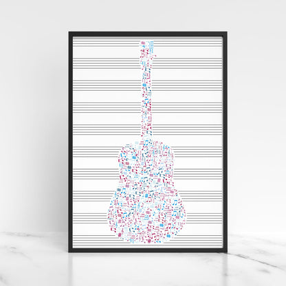 Guitar Wall Art, A4 Print, High Quality Poster, Music Print, Gift for Musician, Music Decor