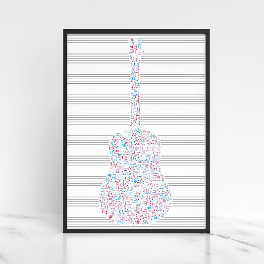Guitar Wall Art, A4 Print, High Quality Poster, Music Print, Gift for Musician, Music Decor