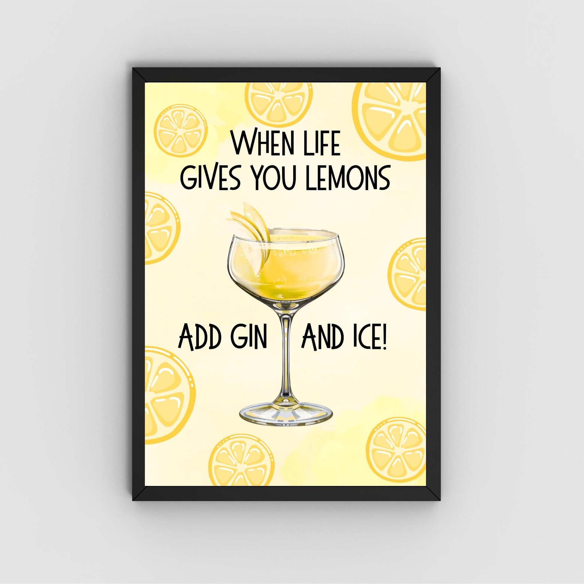 Gin and Tonic Print, Poster for Bar, Funny Alcohol Print, Secret Santa Gift, Lemon Art