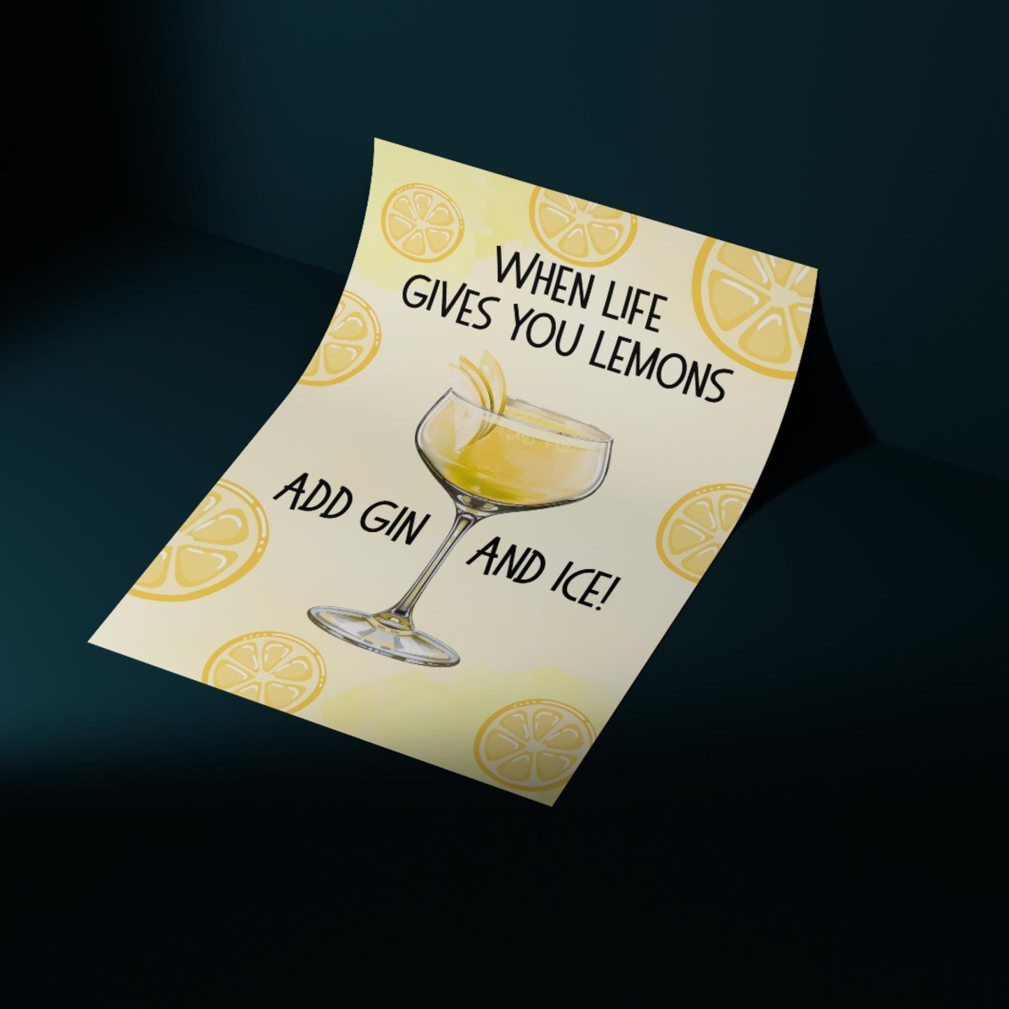 Gin and Tonic Print, Poster for Bar, Funny Alcohol Print, Secret Santa Gift, Lemon Art