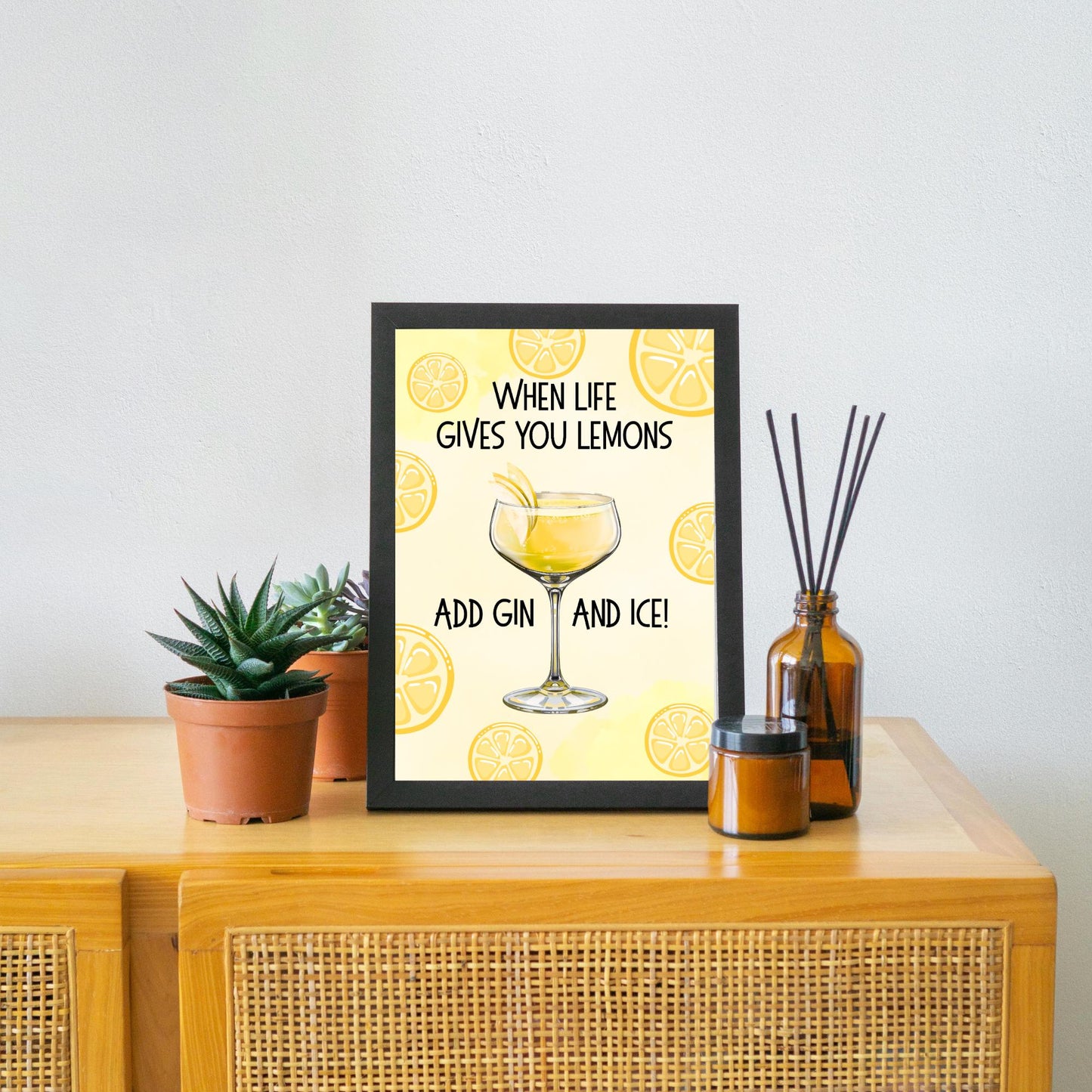 Gin and Tonic Print, Poster for Bar, Funny Alcohol Print, Secret Santa Gift, Lemon Art