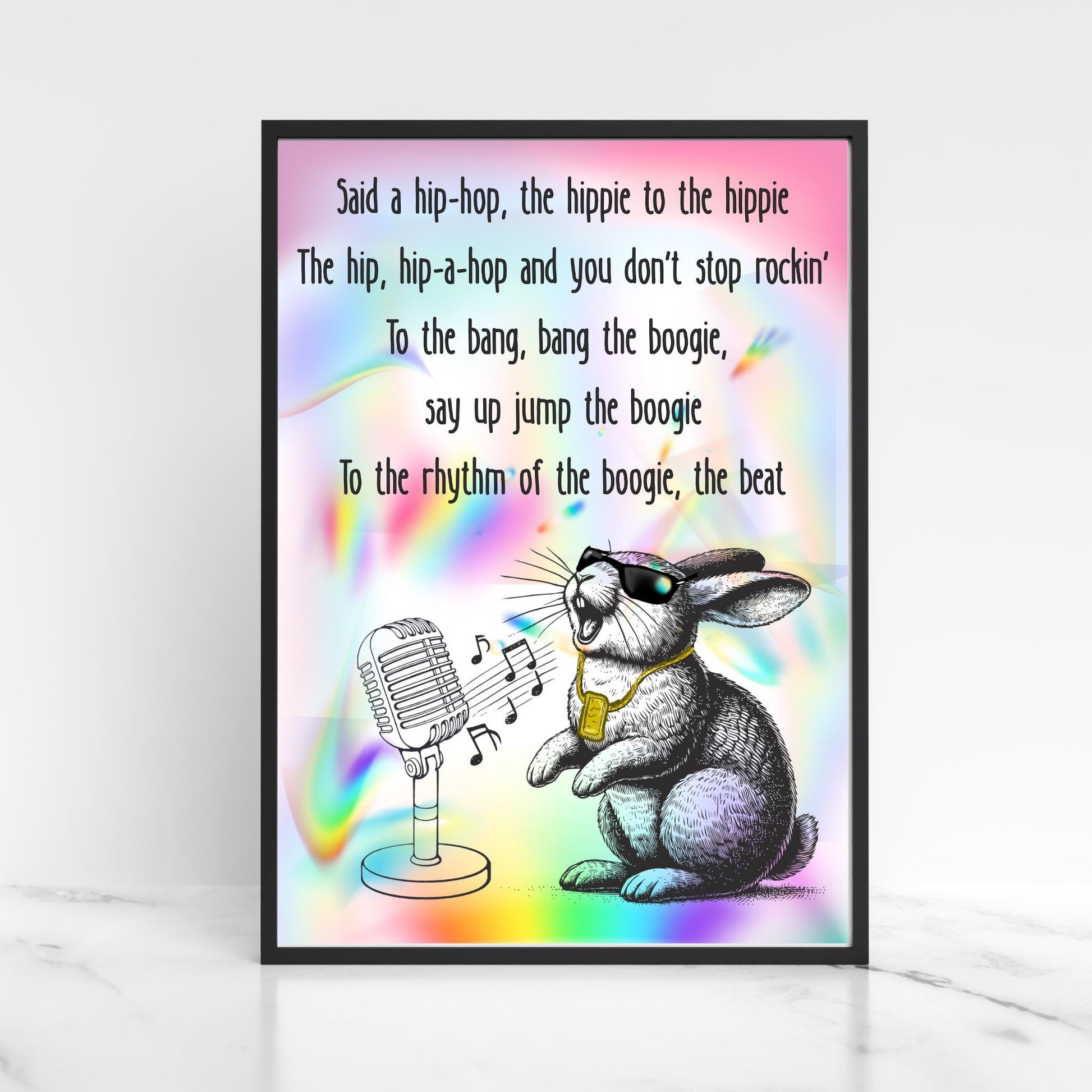 Rap Rabbit A4 Print, Sugarhill Gang High Quality Wall Art, Home Bar Funny Poster, Quirky Decor, Rappers Delight, Secret Santa
