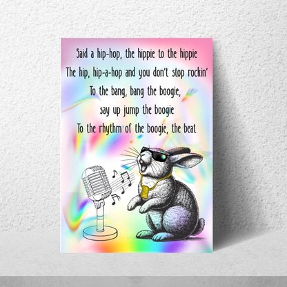 Rap Rabbit A4 Print, Sugarhill Gang High Quality Wall Art, Home Bar Funny Poster, Quirky Decor, Rappers Delight, Secret Santa