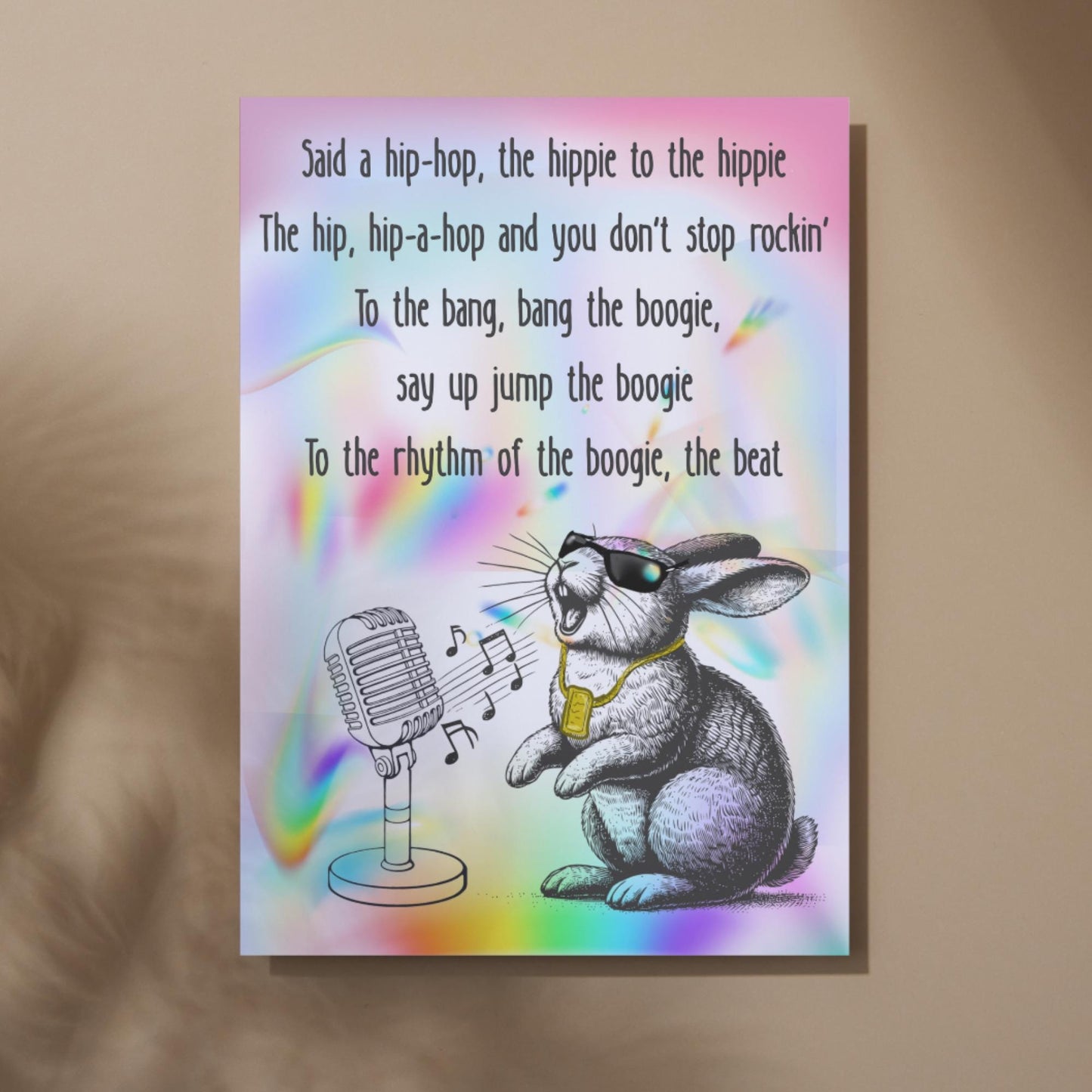 Rap Rabbit A4 Print, Sugarhill Gang High Quality Wall Art, Home Bar Funny Poster, Quirky Decor, Rappers Delight, Secret Santa