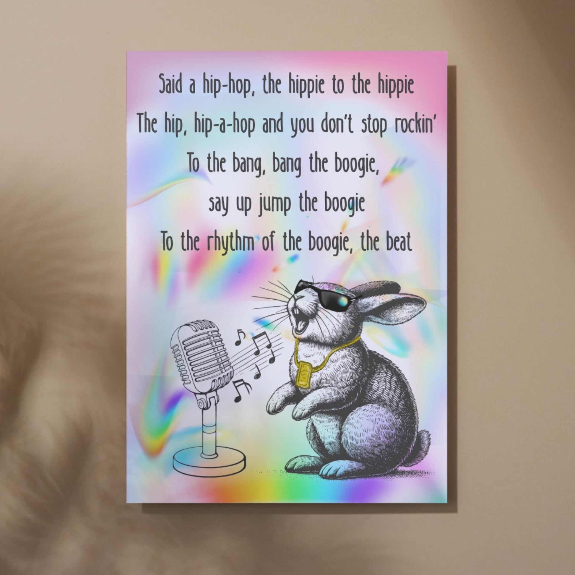 Rap Rabbit A4 Print, Sugarhill Gang High Quality Wall Art, Home Bar Funny Poster, Quirky Decor, Rappers Delight, Secret Santa