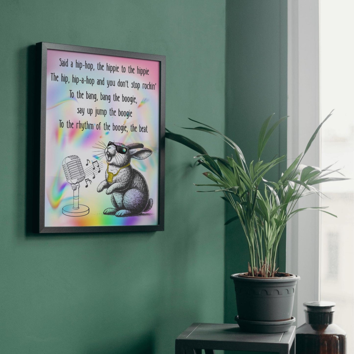 Rap Rabbit A4 Print, Sugarhill Gang High Quality Wall Art, Home Bar Funny Poster, Quirky Decor, Rappers Delight, Secret Santa