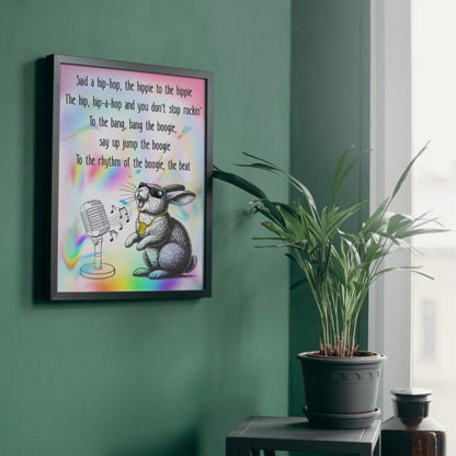 Rap Rabbit A4 Print, Sugarhill Gang High Quality Wall Art, Home Bar Funny Poster, Quirky Decor, Rappers Delight, Secret Santa