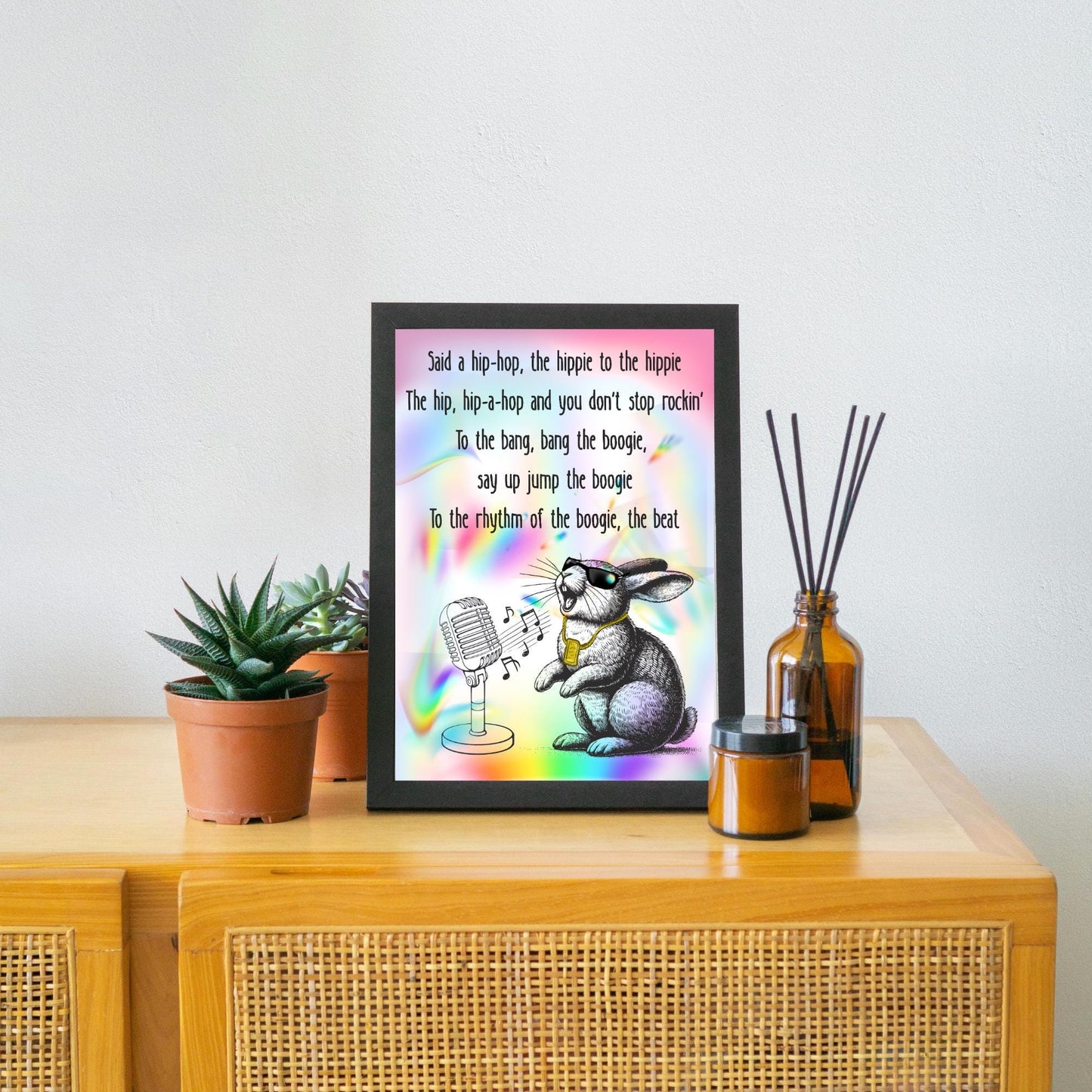 Rap Rabbit A4 Print, Sugarhill Gang High Quality Wall Art, Home Bar Funny Poster, Quirky Decor, Rappers Delight, Secret Santa
