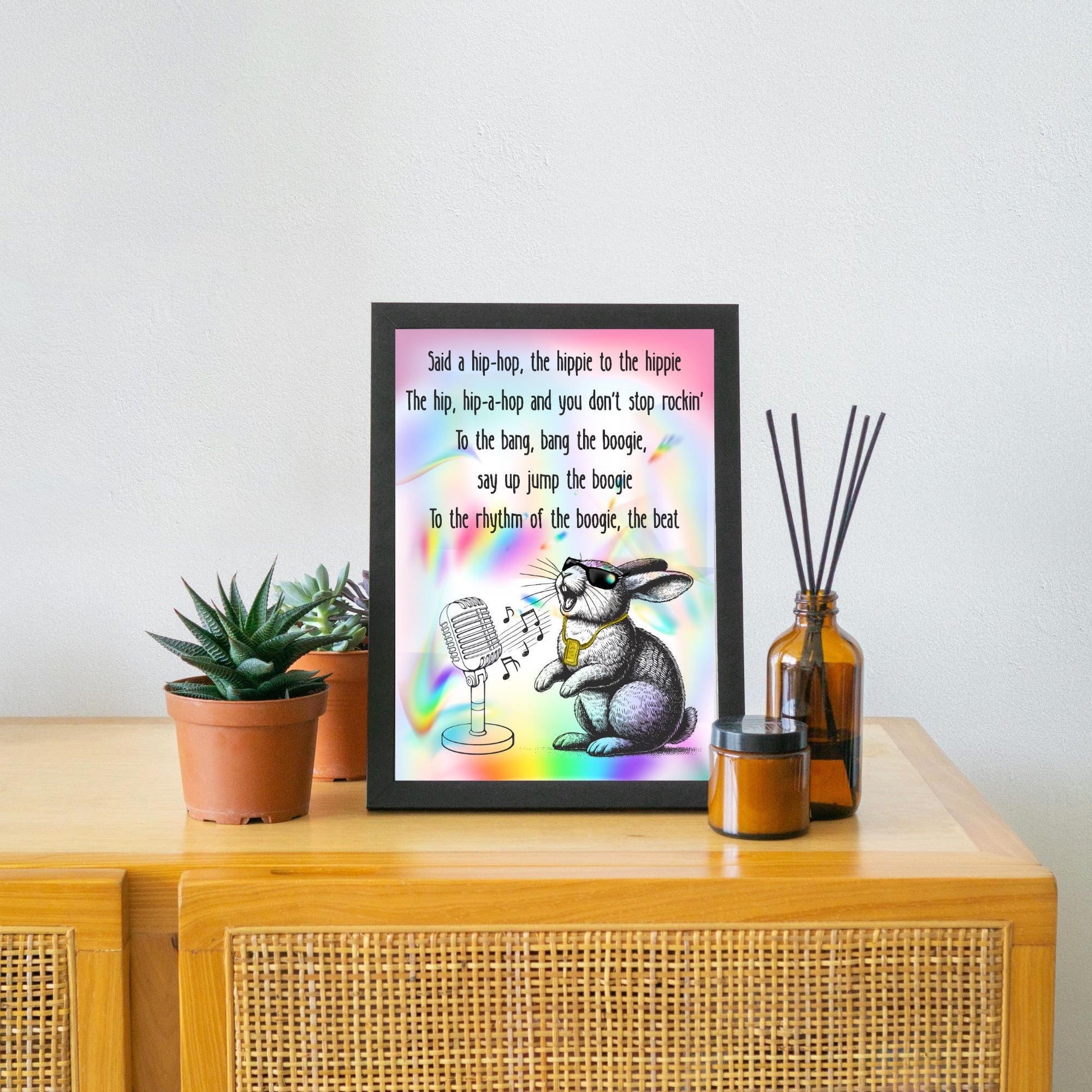 Rap Rabbit A4 Print, Sugarhill Gang High Quality Wall Art, Home Bar Funny Poster, Quirky Decor, Rappers Delight, Secret Santa