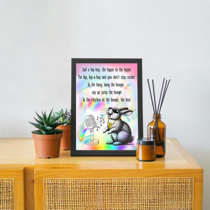 Rap Rabbit A4 Print, Sugarhill Gang High Quality Wall Art, Home Bar Funny Poster, Quirky Decor, Rappers Delight, Secret Santa