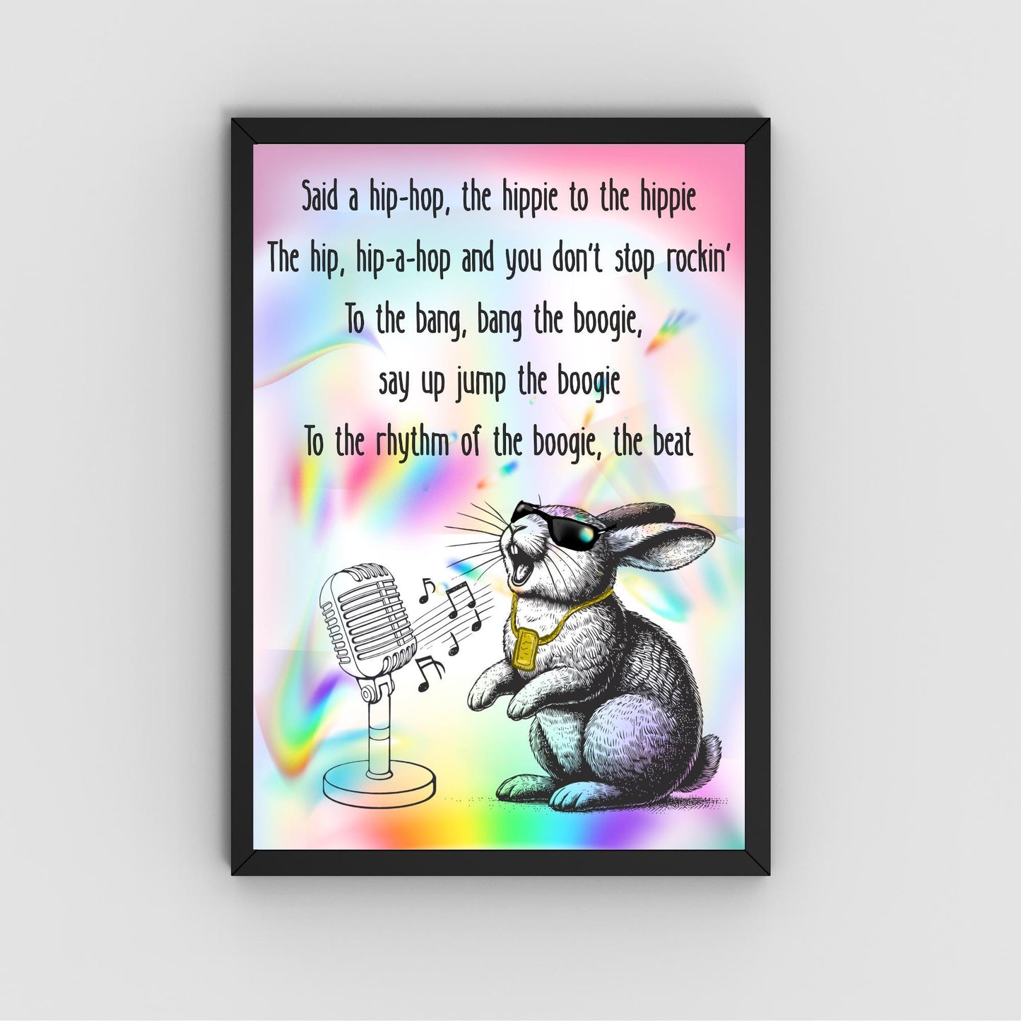 Rap Rabbit A4 Print, Sugarhill Gang High Quality Wall Art, Home Bar Funny Poster, Quirky Decor, Rappers Delight, Secret Santa