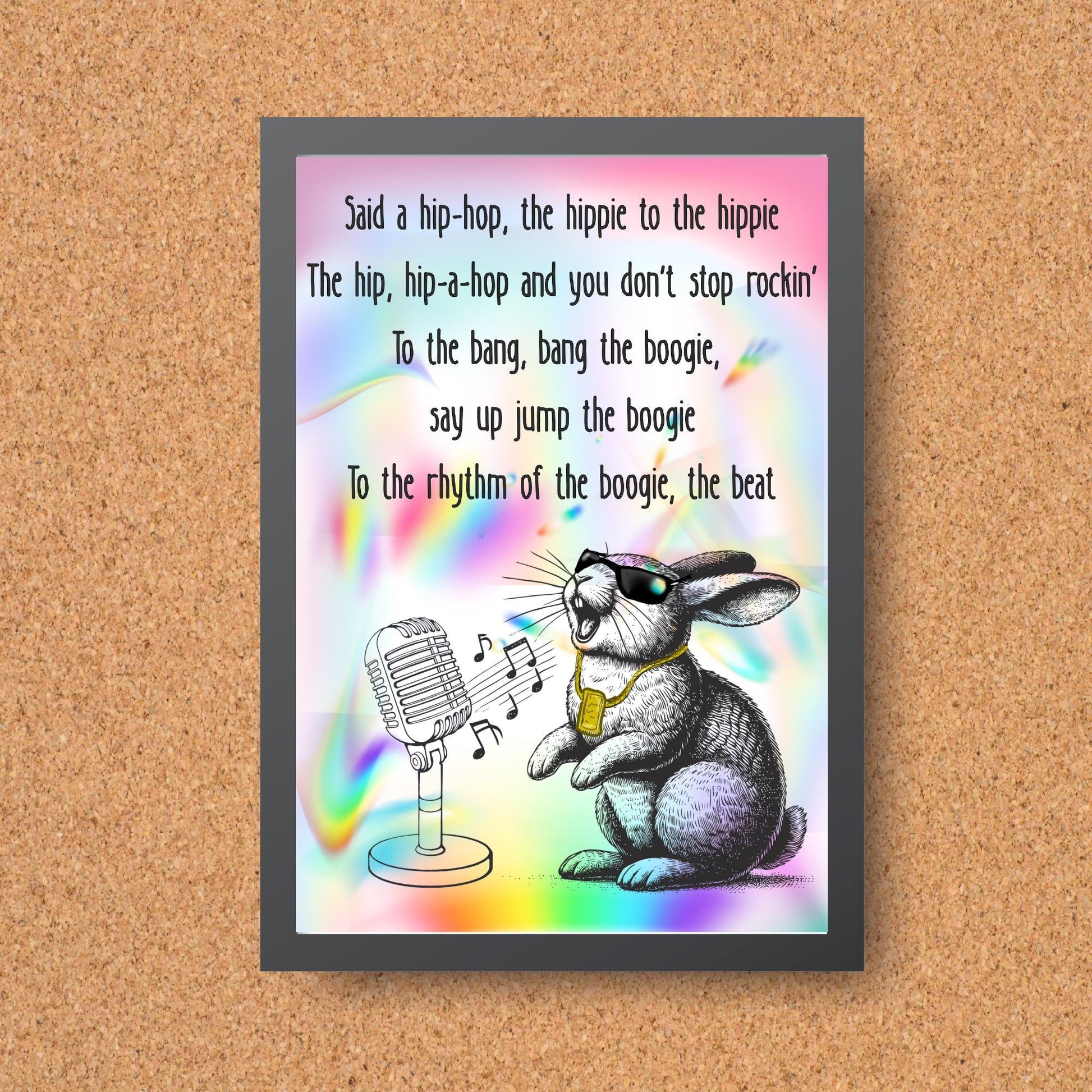 Rap Rabbit A4 Print, Sugarhill Gang High Quality Wall Art, Home Bar Funny Poster, Quirky Decor, Rappers Delight, Secret Santa