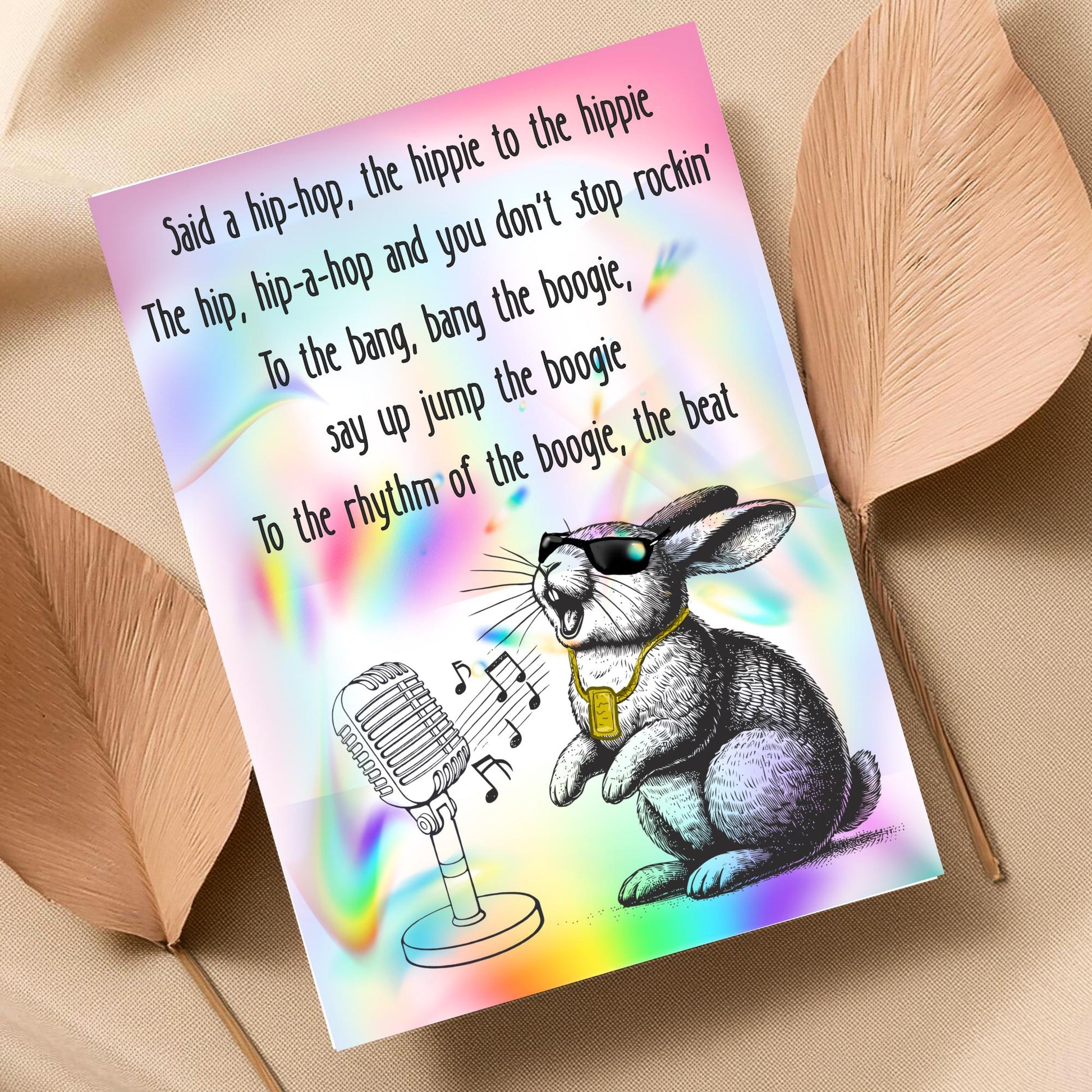 Rap Rabbit A4 Print, Sugarhill Gang High Quality Wall Art, Home Bar Funny Poster, Quirky Decor, Rappers Delight, Secret Santa