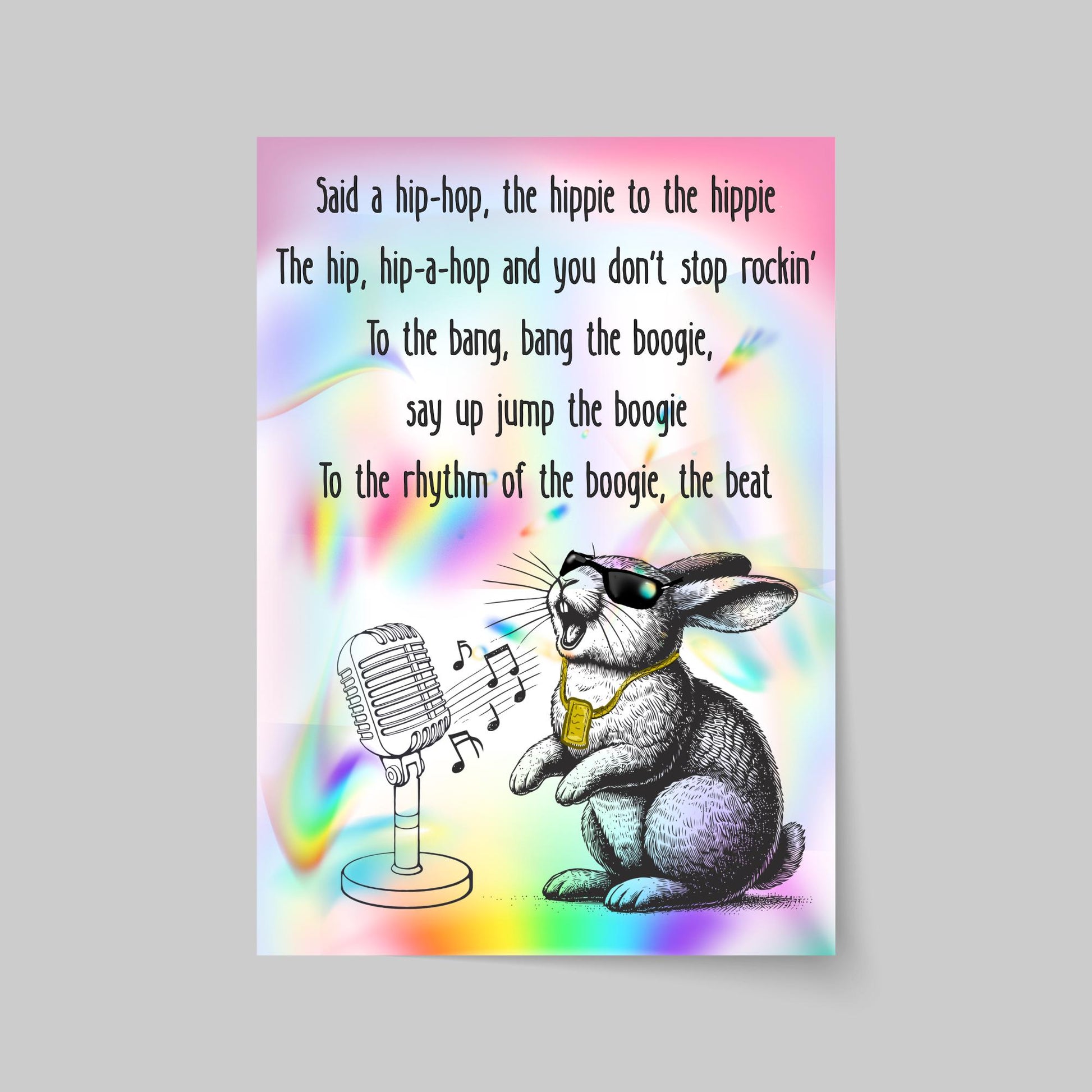 Rap Rabbit A4 Print, Sugarhill Gang High Quality Wall Art, Home Bar Funny Poster, Quirky Decor, Rappers Delight, Secret Santa