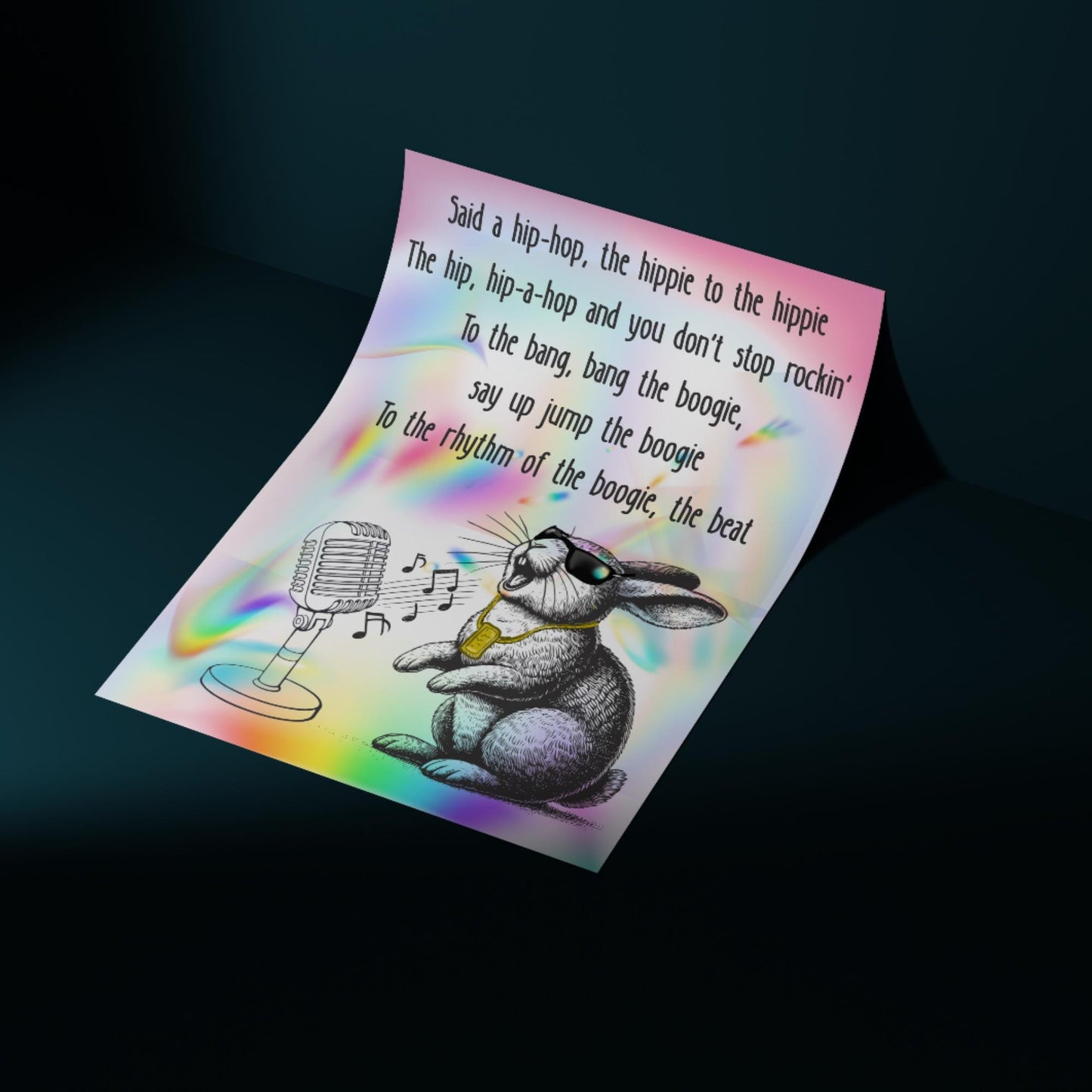 Rap Rabbit A4 Print, Sugarhill Gang High Quality Wall Art, Home Bar Funny Poster, Quirky Decor, Rappers Delight, Secret Santa