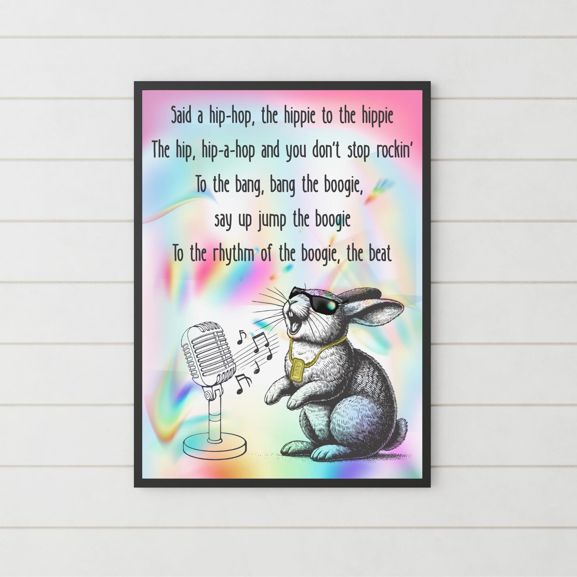 Rap Rabbit A4 Print, Sugarhill Gang High Quality Wall Art, Home Bar Funny Poster, Quirky Decor, Rappers Delight, Secret Santa