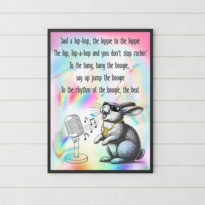 Rap Rabbit A4 Print, Sugarhill Gang High Quality Wall Art, Home Bar Funny Poster, Quirky Decor, Rappers Delight, Secret Santa