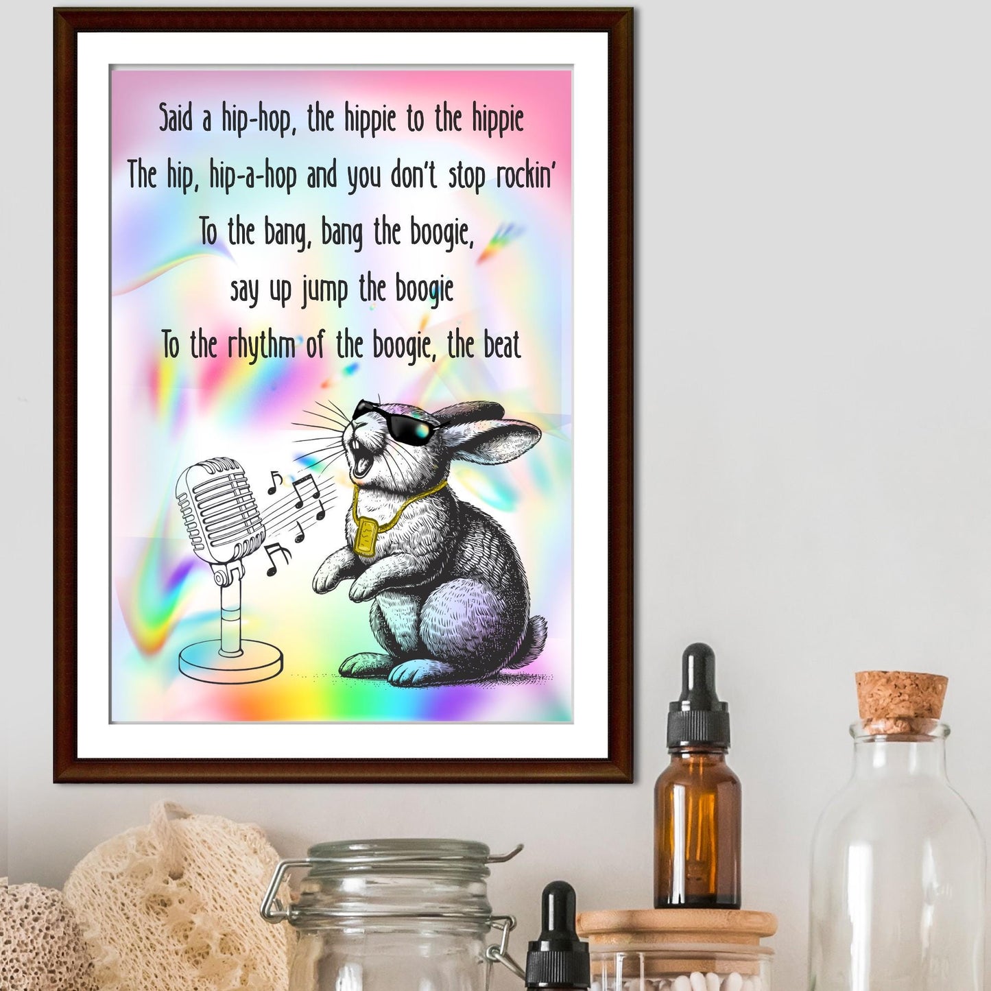 Rap Rabbit A4 Print, Sugarhill Gang High Quality Wall Art, Home Bar Funny Poster, Quirky Decor, Rappers Delight, Secret Santa