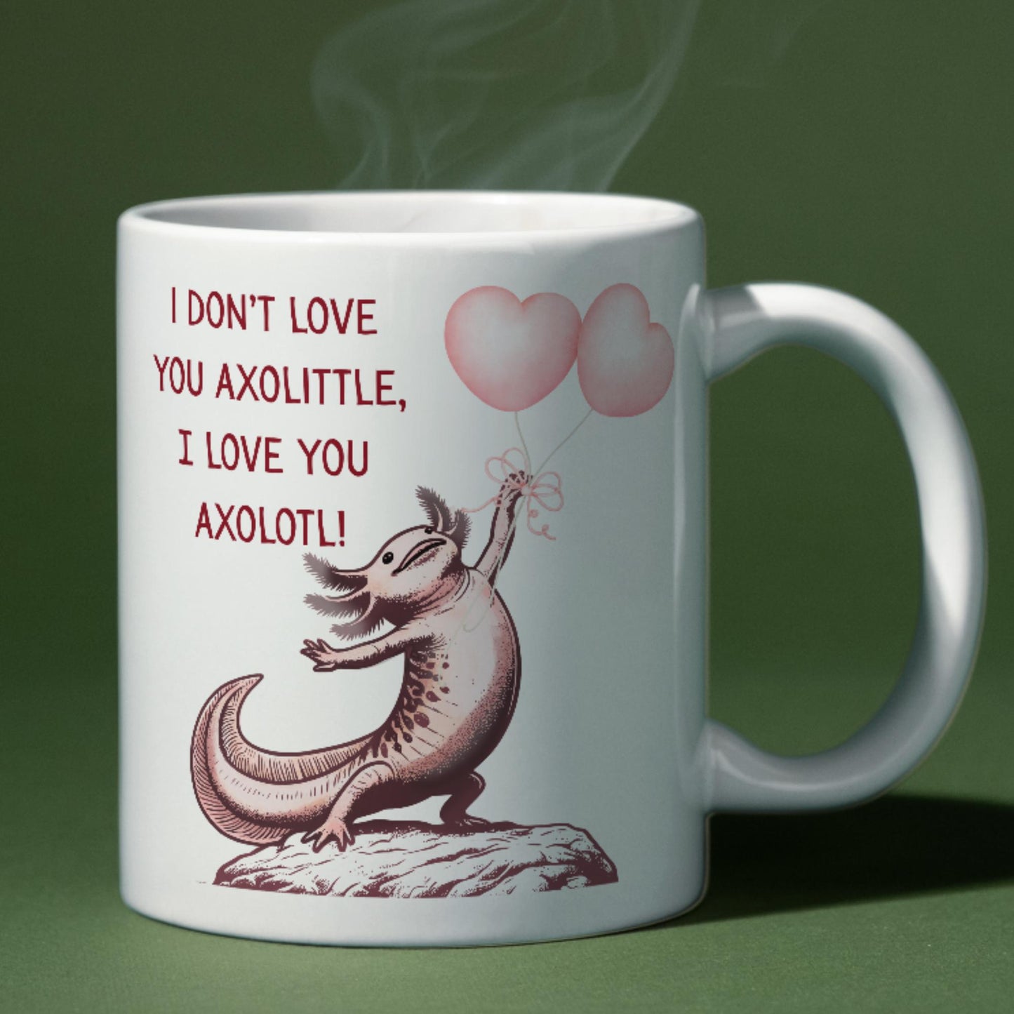 Axolotl I love you printed Mug, 11oz Printed Mug I love you, Mug for boyfriend, Mug for Husband, Girlfriend, Wife