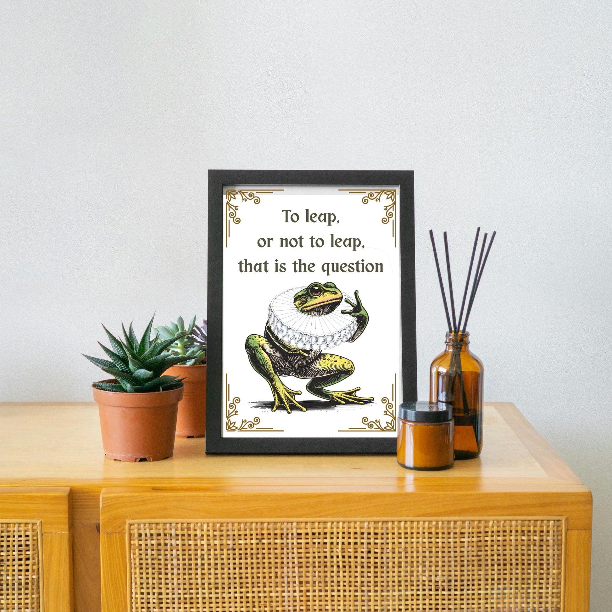 Shakespeare Frog A4 Print, High Quality Wall Art, Home Bar Funny Poster, Quirky Decor, Hamlet Poster, Secret Santa, To Be or Not To Be