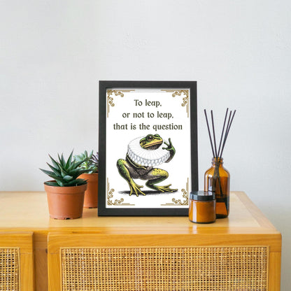 Shakespeare Frog A4 Print, High Quality Wall Art, Home Bar Funny Poster, Quirky Decor, Hamlet Poster, Secret Santa, To Be or Not To Be
