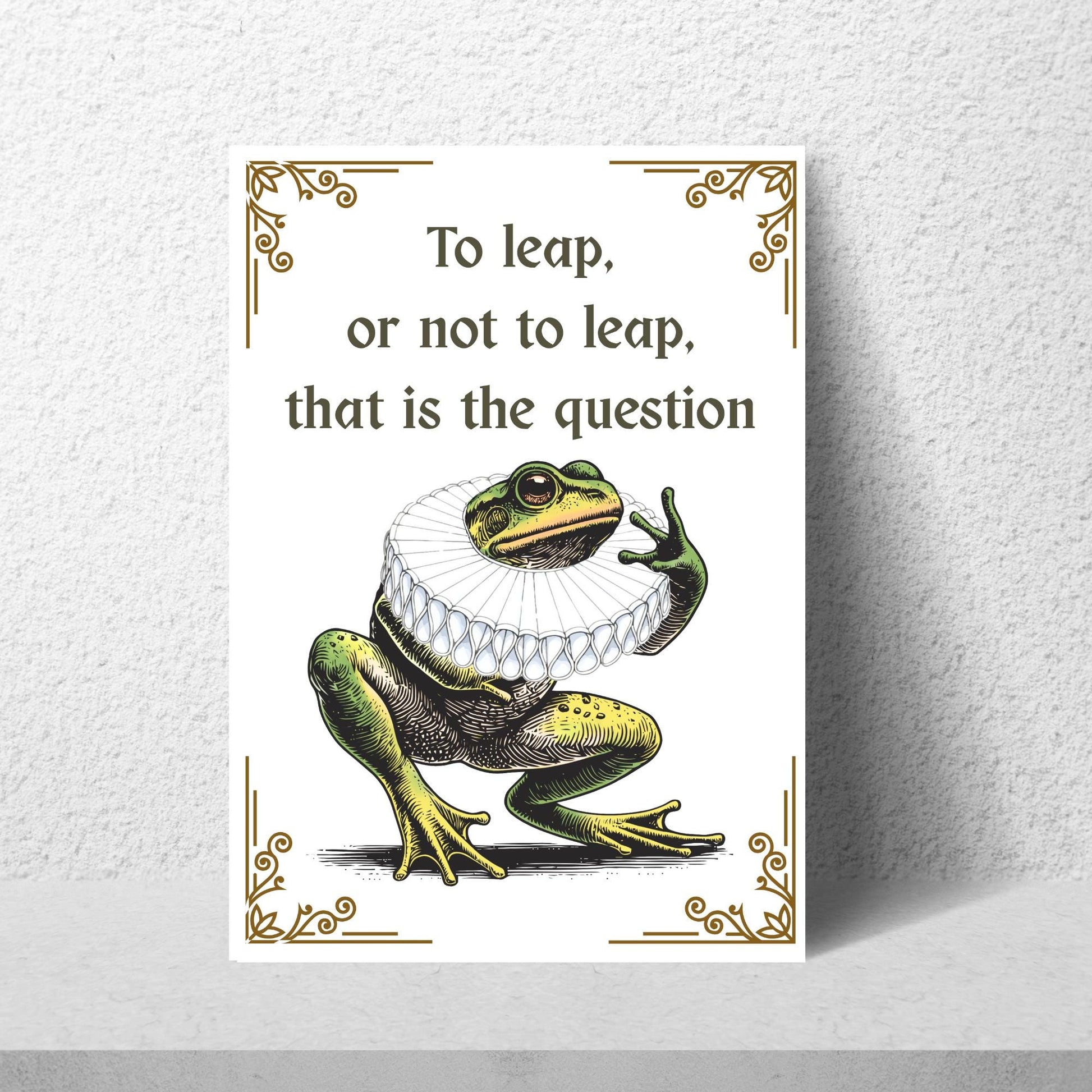 Shakespeare Frog A4 Print, High Quality Wall Art, Home Bar Funny Poster, Quirky Decor, Hamlet Poster, Secret Santa, To Be or Not To Be