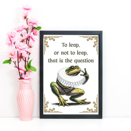 Shakespeare Frog A4 Print, High Quality Wall Art, Home Bar Funny Poster, Quirky Decor, Hamlet Poster, Secret Santa, To Be or Not To Be