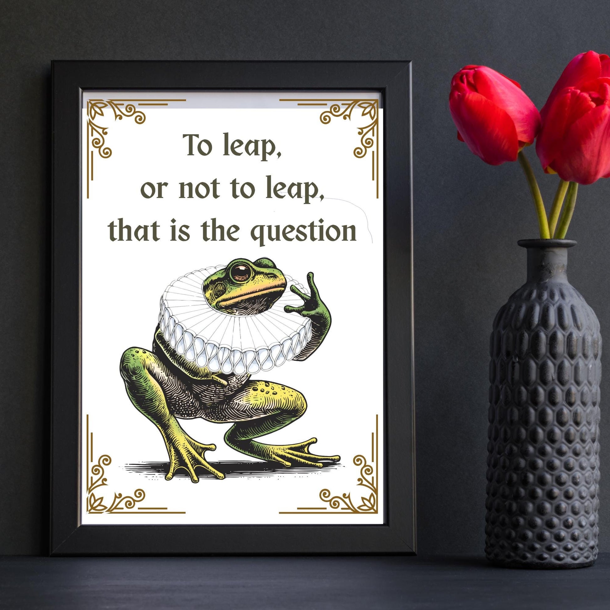 Shakespeare Frog A4 Print, High Quality Wall Art, Home Bar Funny Poster, Quirky Decor, Hamlet Poster, Secret Santa, To Be or Not To Be