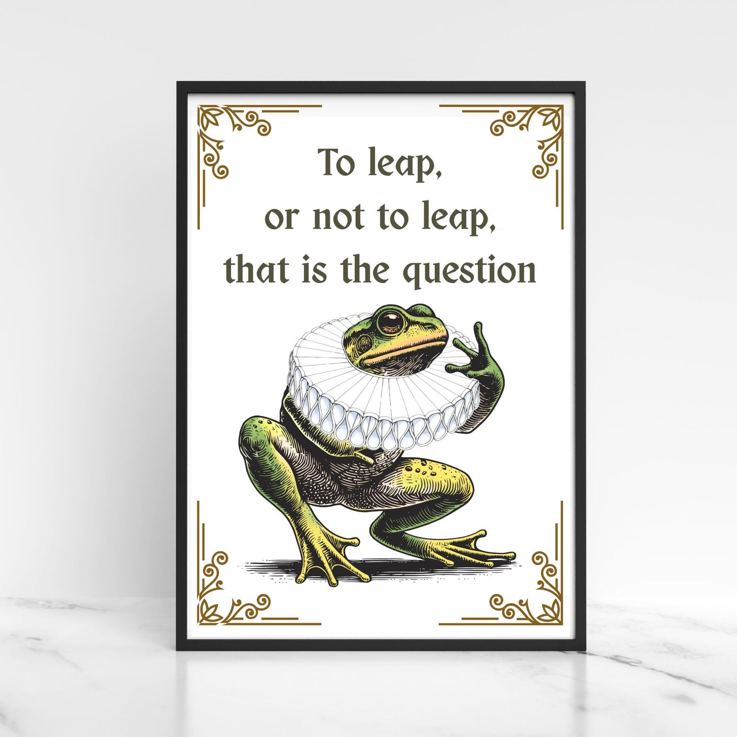Shakespeare Frog A4 Print, High Quality Wall Art, Home Bar Funny Poster, Quirky Decor, Hamlet Poster, Secret Santa, To Be or Not To Be