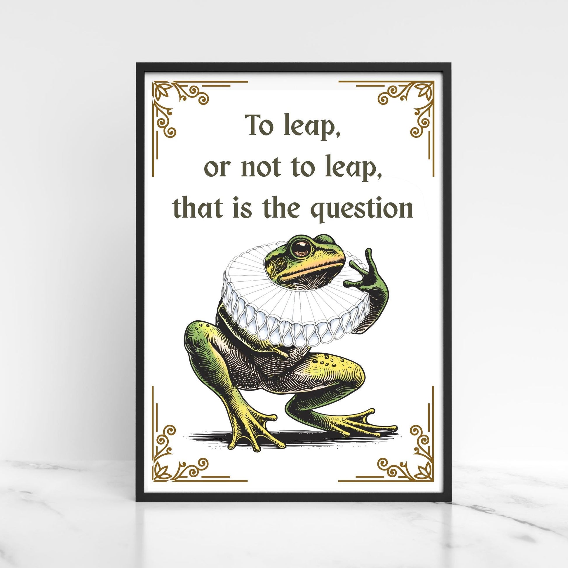 Shakespeare Frog A4 Print, High Quality Wall Art, Home Bar Funny Poster, Quirky Decor, Hamlet Poster, Secret Santa, To Be or Not To Be